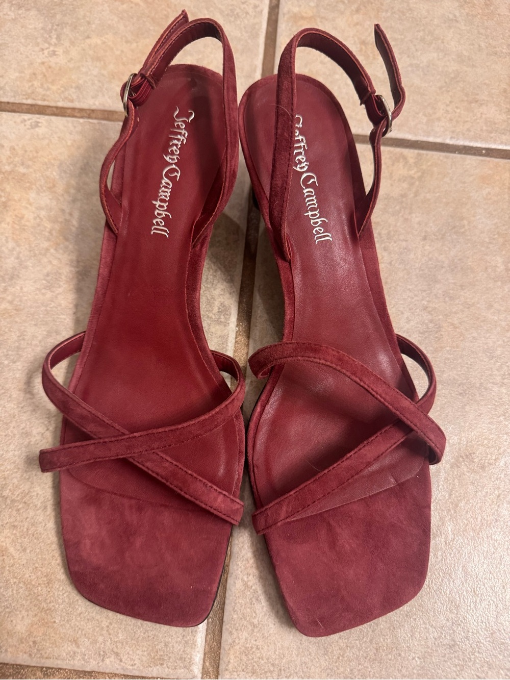 Jeffrey Campbell Burgundy Suede Strappy Slingback Heels